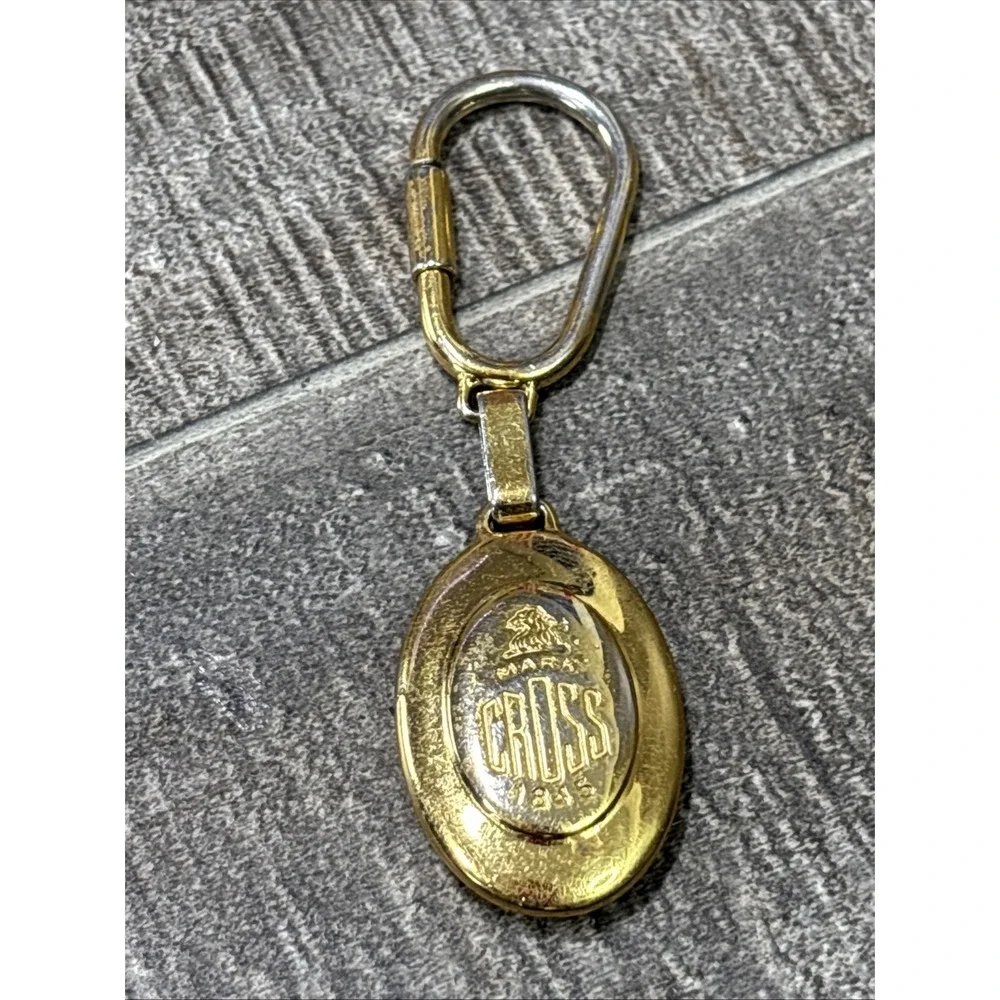 1845 Mark Cross Brass Key Chain Fob Made in Italy